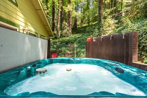 Enjoy a soothing hot tub with the music of  birds singing