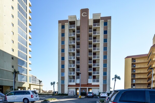 Clearwater Complex - Low density Clearwater complex is located on East Beach in Gulf Shores. The physical address is 517 East Beach Boulevard Gulf Shores. This complex is what we would call in the heart of it all and close to many great restaurants and shops