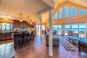 The ground floor is open concept w amazing ocean views!