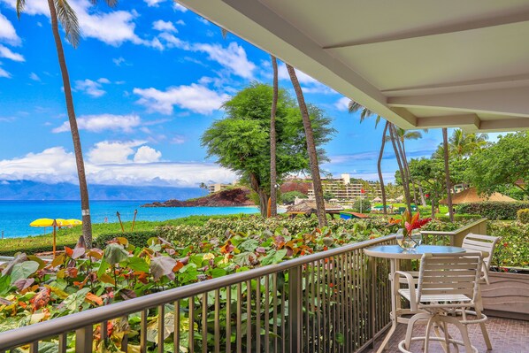 Stunning ocean and Black Rock views with the perfect back drop of the island of Molokai from Whaler 102
