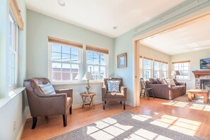The den and living areas are perfect for entertaining