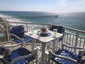 Enjoy Gulf views and the Navarre Pier from our 14th floor wrap around balcony
