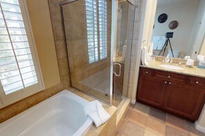 Bathroom w/ Soaking Tub and Walk-In Shower