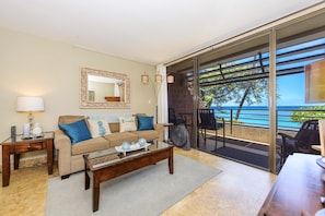 living room with ocean front view