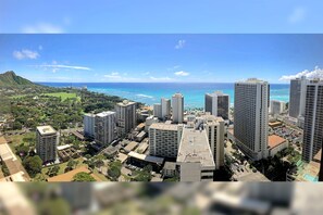 Panoramic ocean view from dining and living room