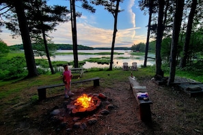the firepit is lit in summer!