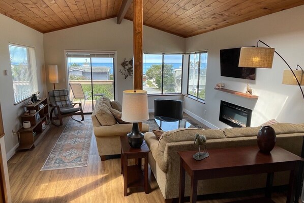 Upstairs living room with ocean views.