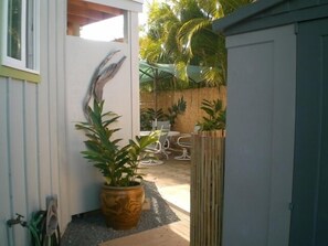 Entry to your courtyard, and steps from your private parking space.