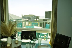 View from the dining area towards the beach