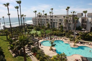 Main pool area.  Notice the putting green to the left and the ocean beyond that!