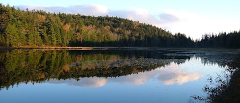 Looking across Hodgdon Pond towards Acadia National Park from Cottage 1