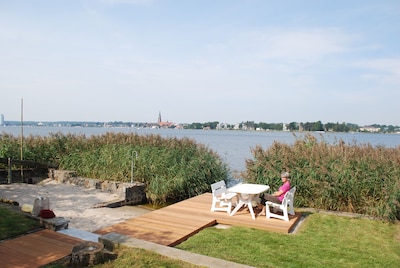 Private beach and jetty with a spectacular view of the Schlei Baltic Sea fjord