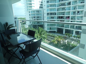 Balcony with bay and ocean view