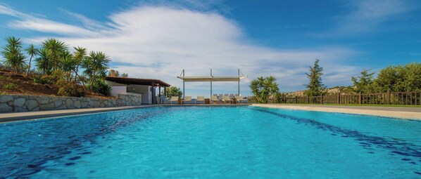 It is a large pool, heated on demand!
