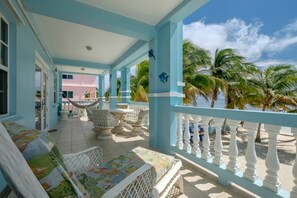 Wonderful large veranda for your enjoyment.  Gorgeous views of beach & Caribbean