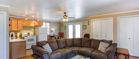 Living room area with sectional couch