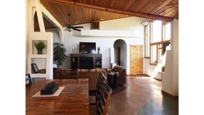 Spacious great room for large gatherings yet comfortable for smaller groups