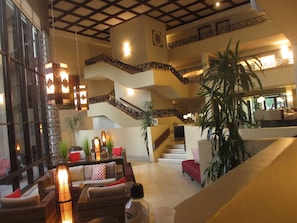 the hotel lobby