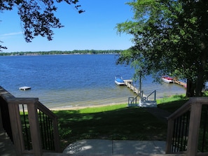 155 foot of sandy water front with panoramic views  of Paw Paw lake.