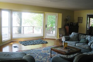 Living room with wrap around deck