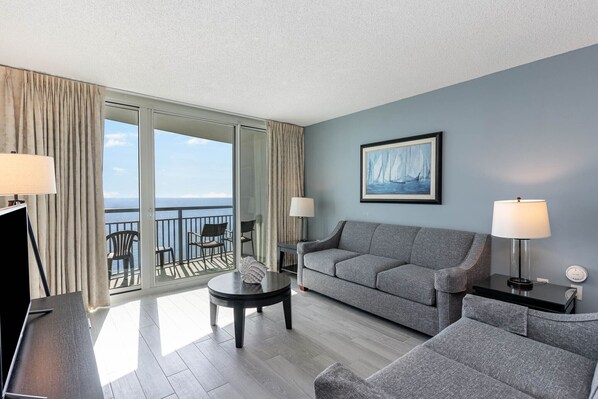 Best views. You may even catch dolphins swimming in the ocean from the balcony.