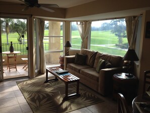 Family Room Sleeper Sofa and Golf Course View