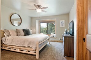 Master Suite, with private bath, TV, and lake view.  High end linens. Great Bed!