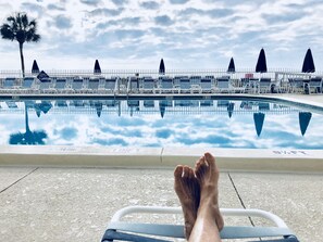MY HAPPY FEET! I ❤️this spot overlooking the pool and the Gulf of Mexico!
