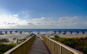  Our Beach Club’s boardwalk—showers, restrooms, rent a chair & umbrella!