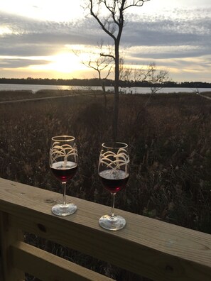 Watch amazing sunsets over the sound on your private balcony!