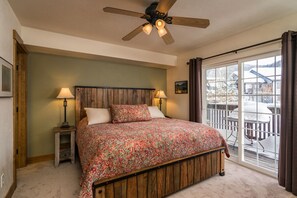 Master bedroom with king bed, private deck and attached bathroom