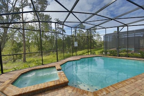 South facing pool with sunshine all day long! Facing greenbelt.