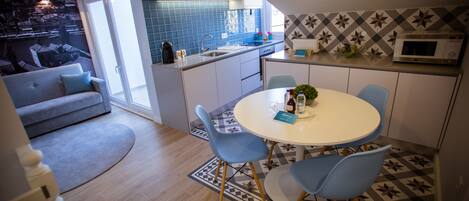 Lovely kitchenette and living room