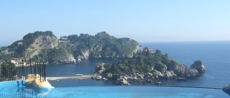 View of Isola Bella bay from the complex pool