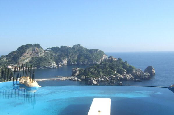View of Isola Bella bay from the complex pool