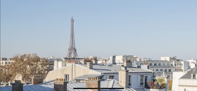 Eiffel Tower view + terrace Saint Germain des Pres 