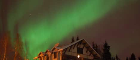 Aurora visible over penthouse suite