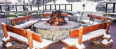 Enjoy the fire at the base of the ski slope! 🔥