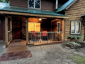 We added a porch!  Perfect for coffee in the morning or watching the sunset.
