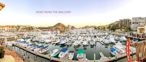 Incredible sweeping 180 degree view of the Yacht harbor from  the balcony