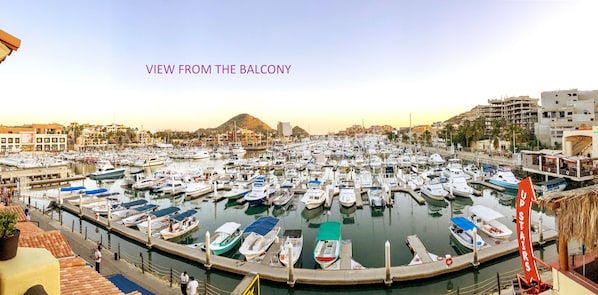 Incredible sweeping 180 degree view of the Yacht harbor from  the balcony
