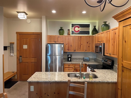 Kitchen stocked with everything you'd need.