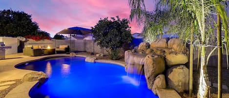 Take a swim in this heated waterfall pool after a full day of adventure!