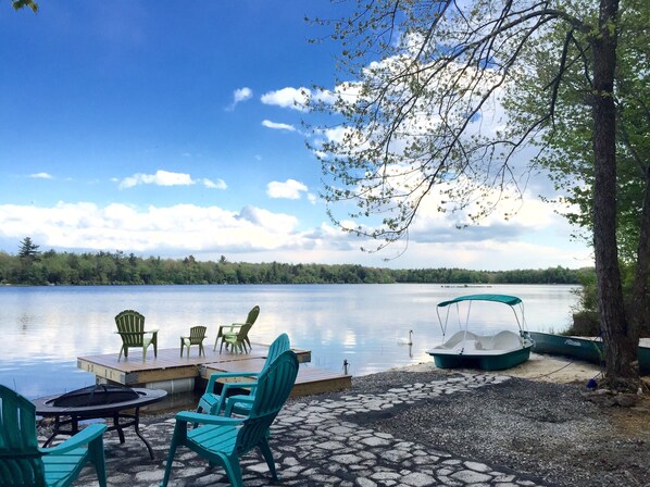 Relax on the dock or around firepit, play on the sand or go out with the boats