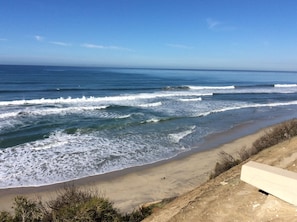 Views from railing 15 ft past our patio looking down to the beach