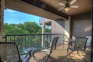 patio overlooking the river off the living room