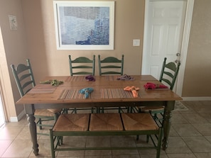 Dining table seats six