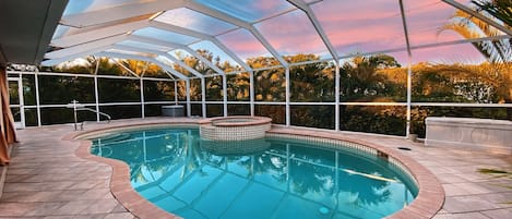 Secluded, heated pool and hot tub 