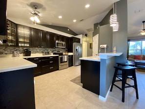 Newly remodeled kitchen with stainless appliances 