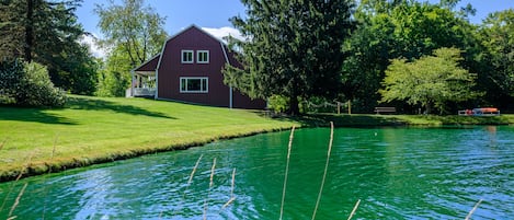 The Barn on Evergreen Pond- finished with the materials from the original barn  erected on this spot in the 1840's. A natural canvas for a quiet getaway or a large gathering. 